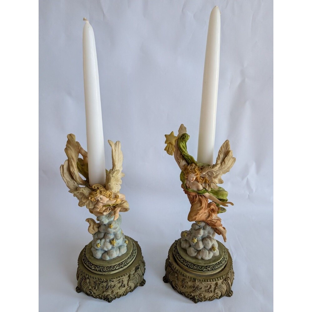 Animated Angel Among the Clouds Musical Candle Holders